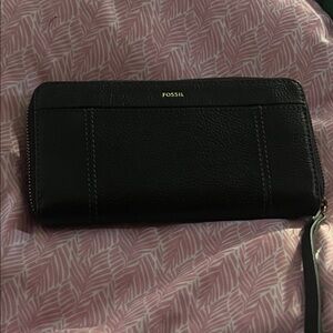 Fossil Black Zip-Around Wallet New
